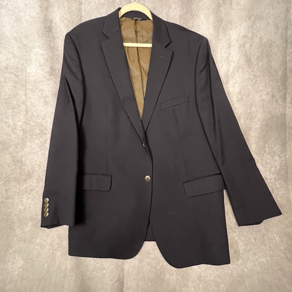 Joseph & Feiss Gold 100% Wool Blazer Jacket Men's Navy Blue. - See Measurements